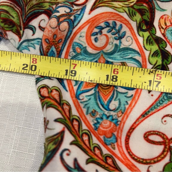 Tolani Collection Blouse Short Sleeve Button Down Paisley Blue White Stripe XXS - Picture 10 of 14